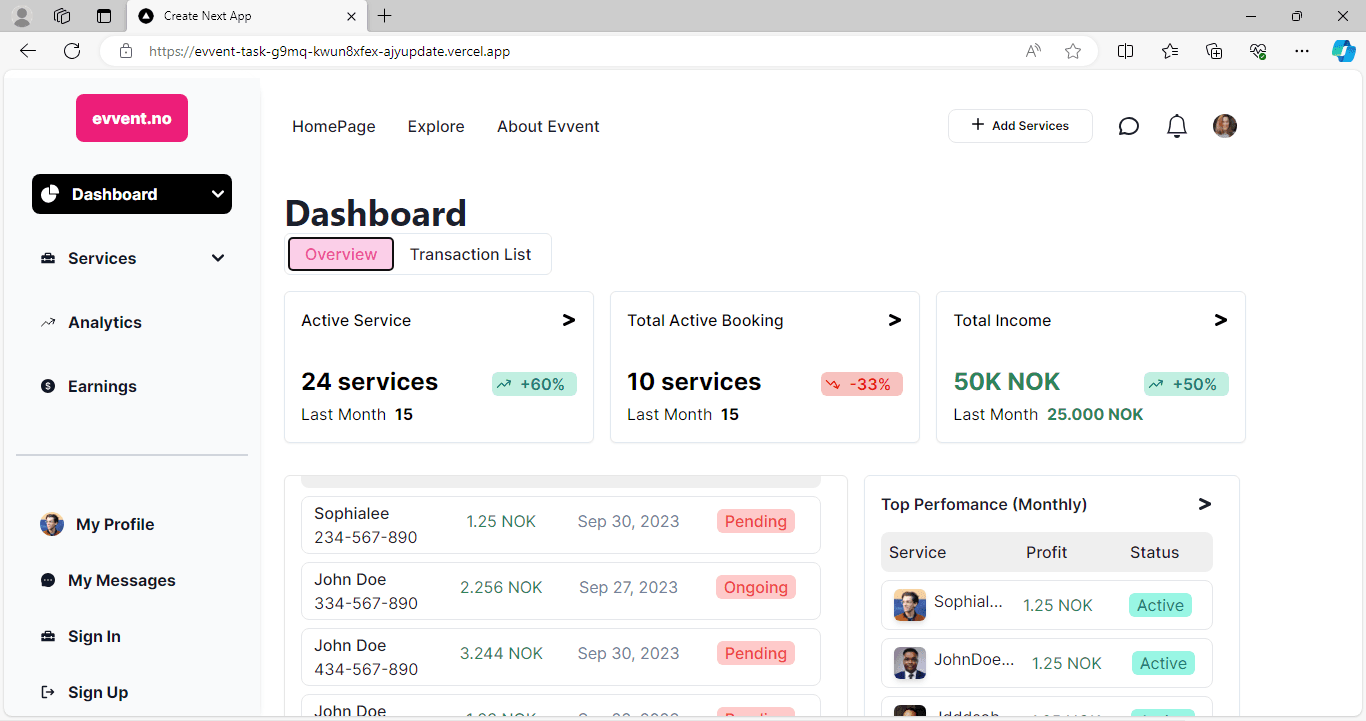 Event Dashboard